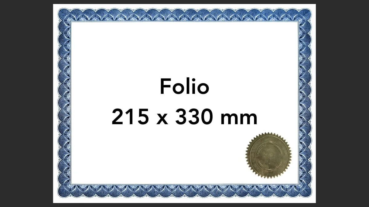 ukuran sertifikat folio
